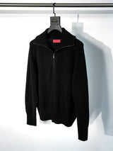 Ribbed Knit Half-Zip Long Sleeve Top