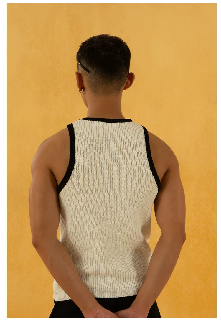 Men's Color Block Rib Knit Vest