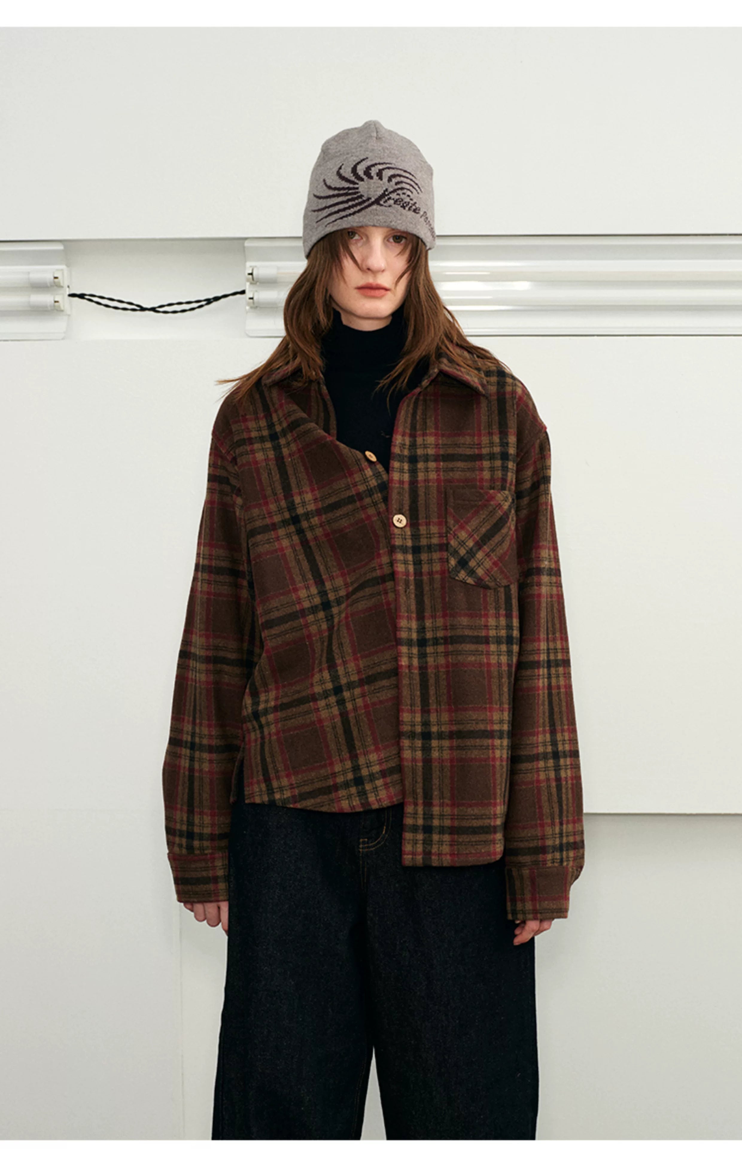 Men's Long-sleeve Plaid Wool Blend Shirt
