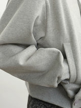 Relaxed Double Button Cross Neck Hoodie