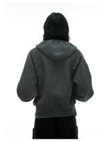 Zipper Jacquard Raglan Hoodie