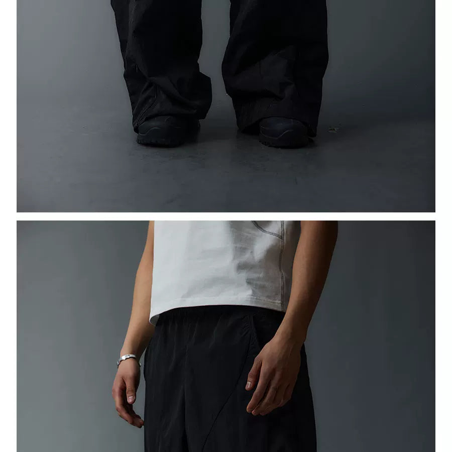 Waterproof Irregular Zippered Baggy Trench Pants