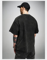 Loose Washed Distressed Black Graphic Tee