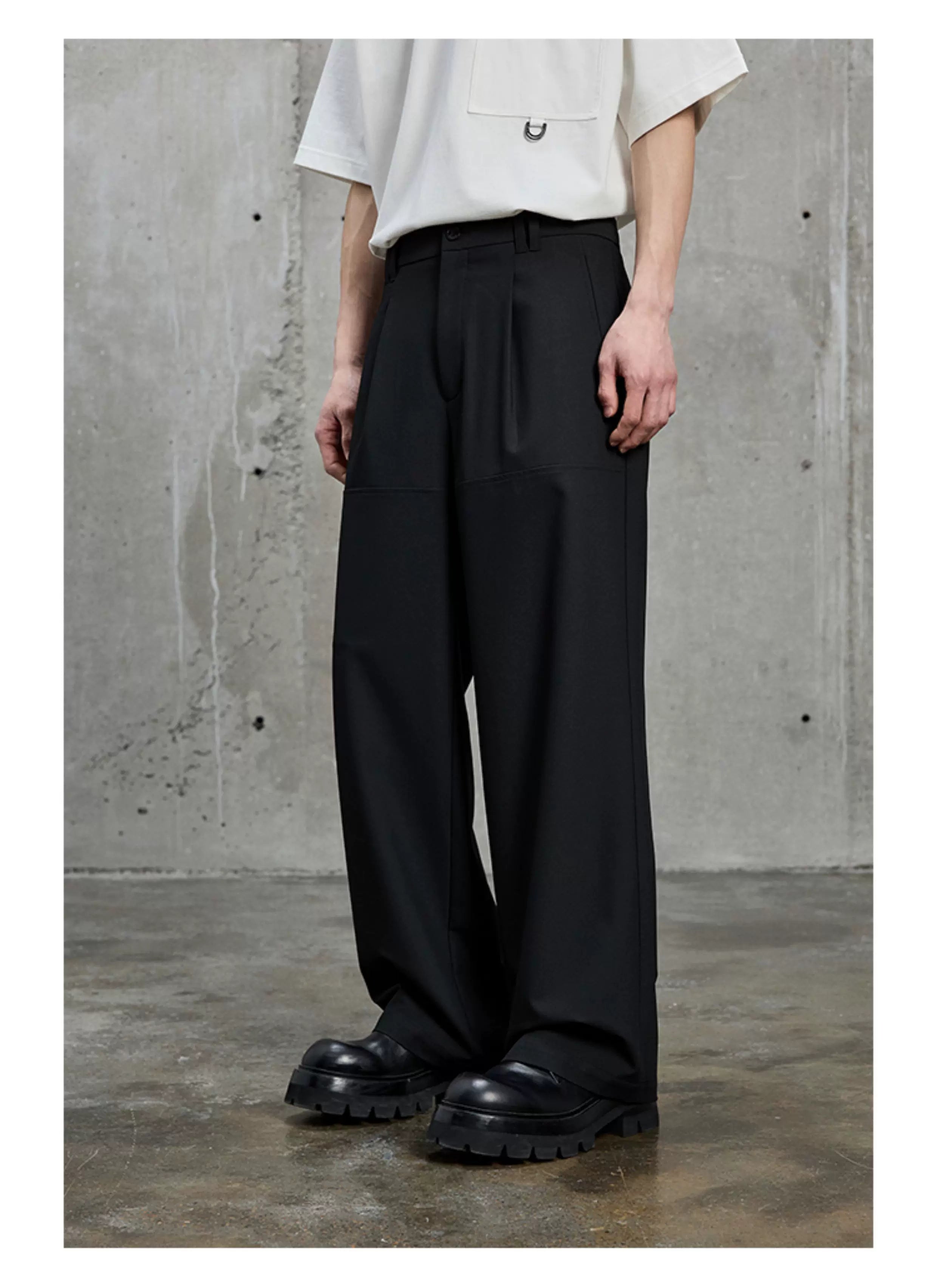 Draped Chain Texture Straight Leg Pants