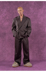 Men's Loose Vintage Satin Blazer