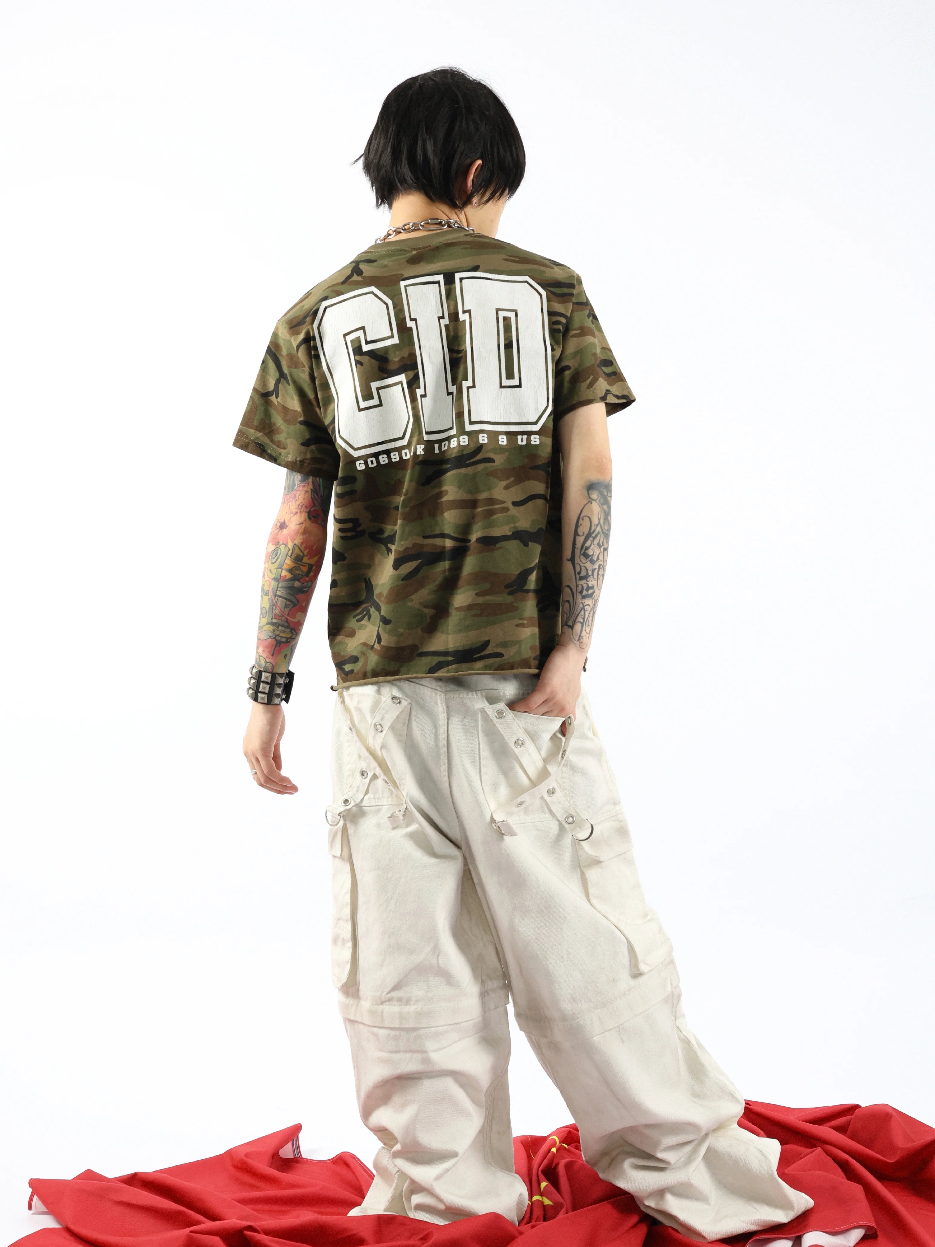 Boxy Olive Camo Burst Print Tee