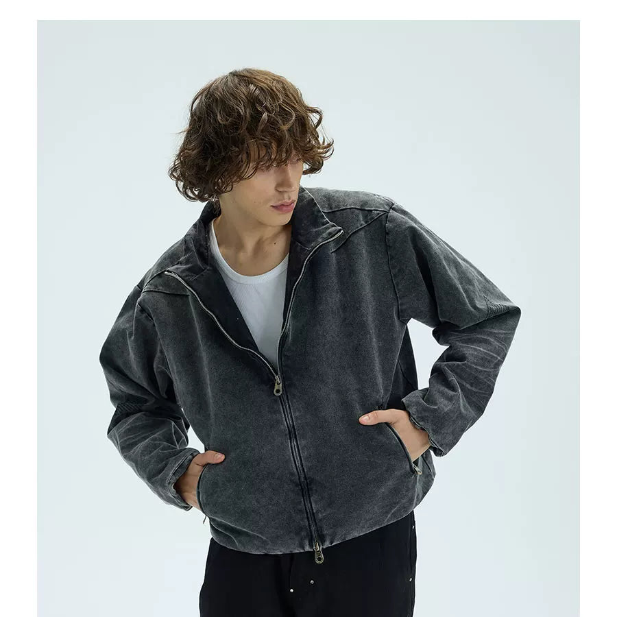 Cropped Loose Red Lined Puffer Coat