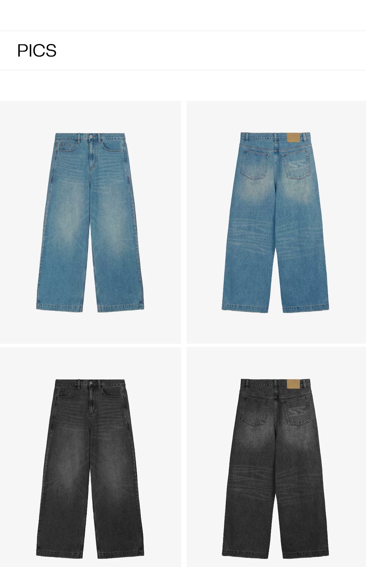 Wide Leg Cuffed Washed Jeans