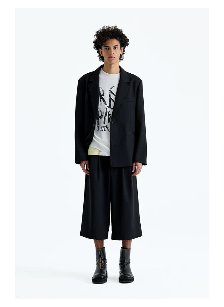 Merino Wool Raw Edge Blazer
