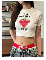 Printed Crop Slim Tee For Women