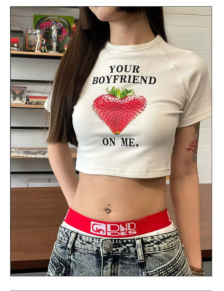 Printed Crop Slim Tee For Women