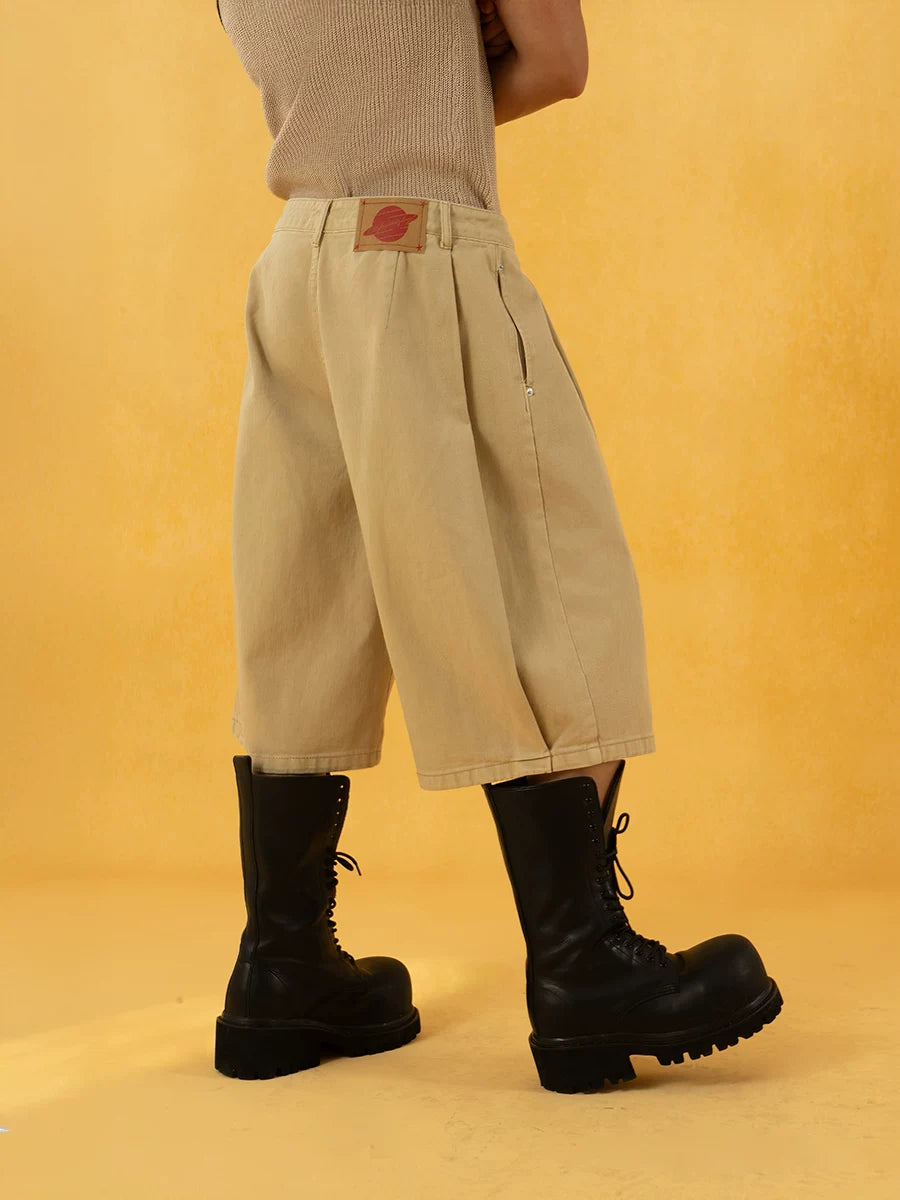 Men's Red Khaki Loose Vintage Shorts