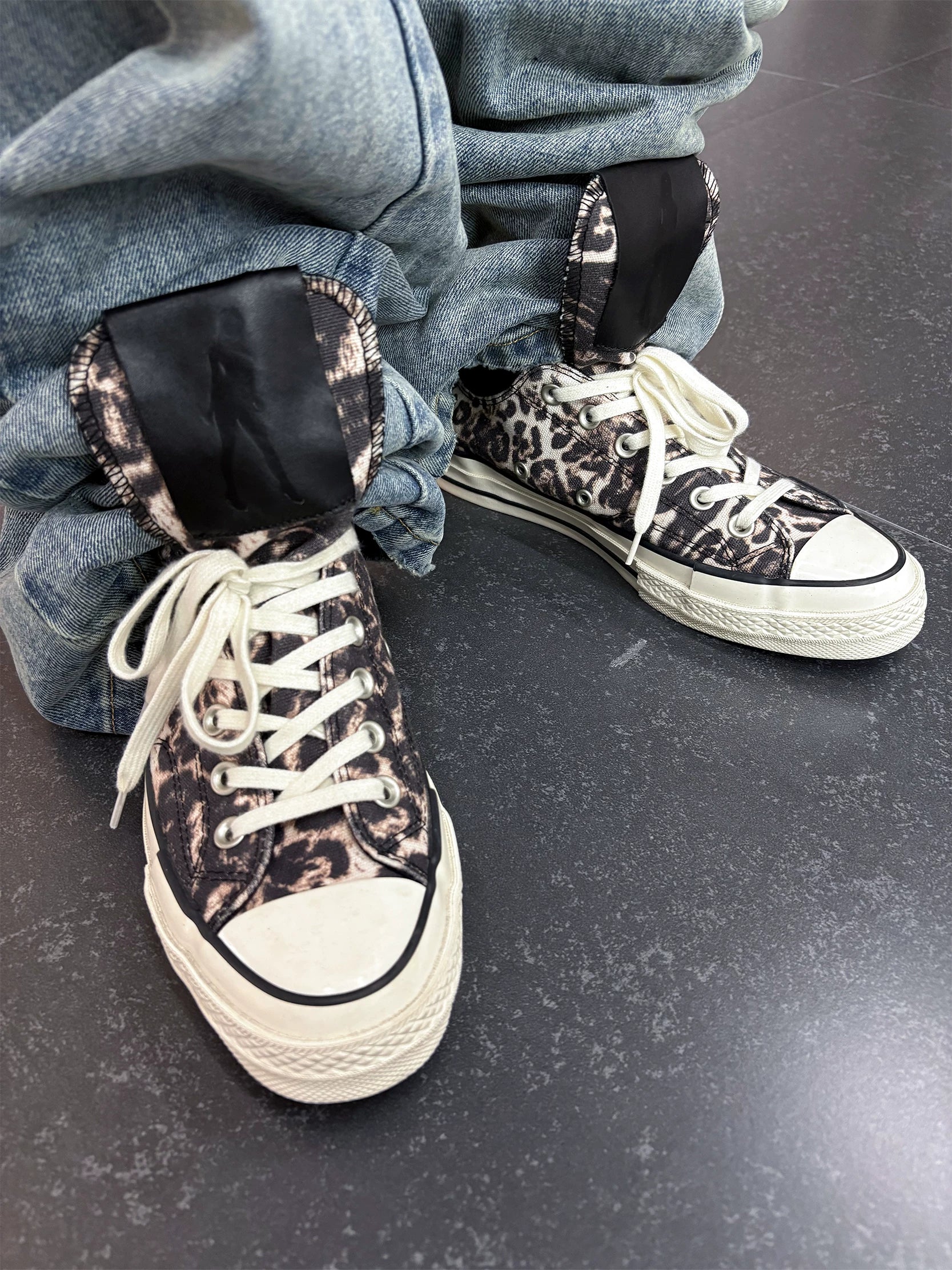 Leopard Print 1970s Long Tongue Sneakers