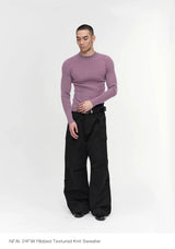 Slim Fit Ribbed Knit Long Sleeve Tops