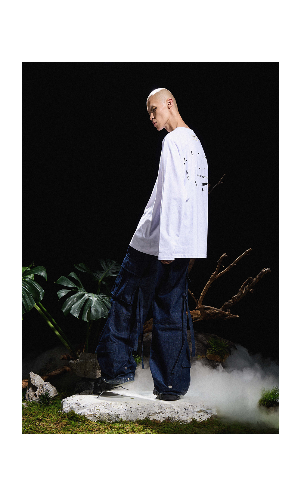 Washed Bamboo Pleated Sash Jeans