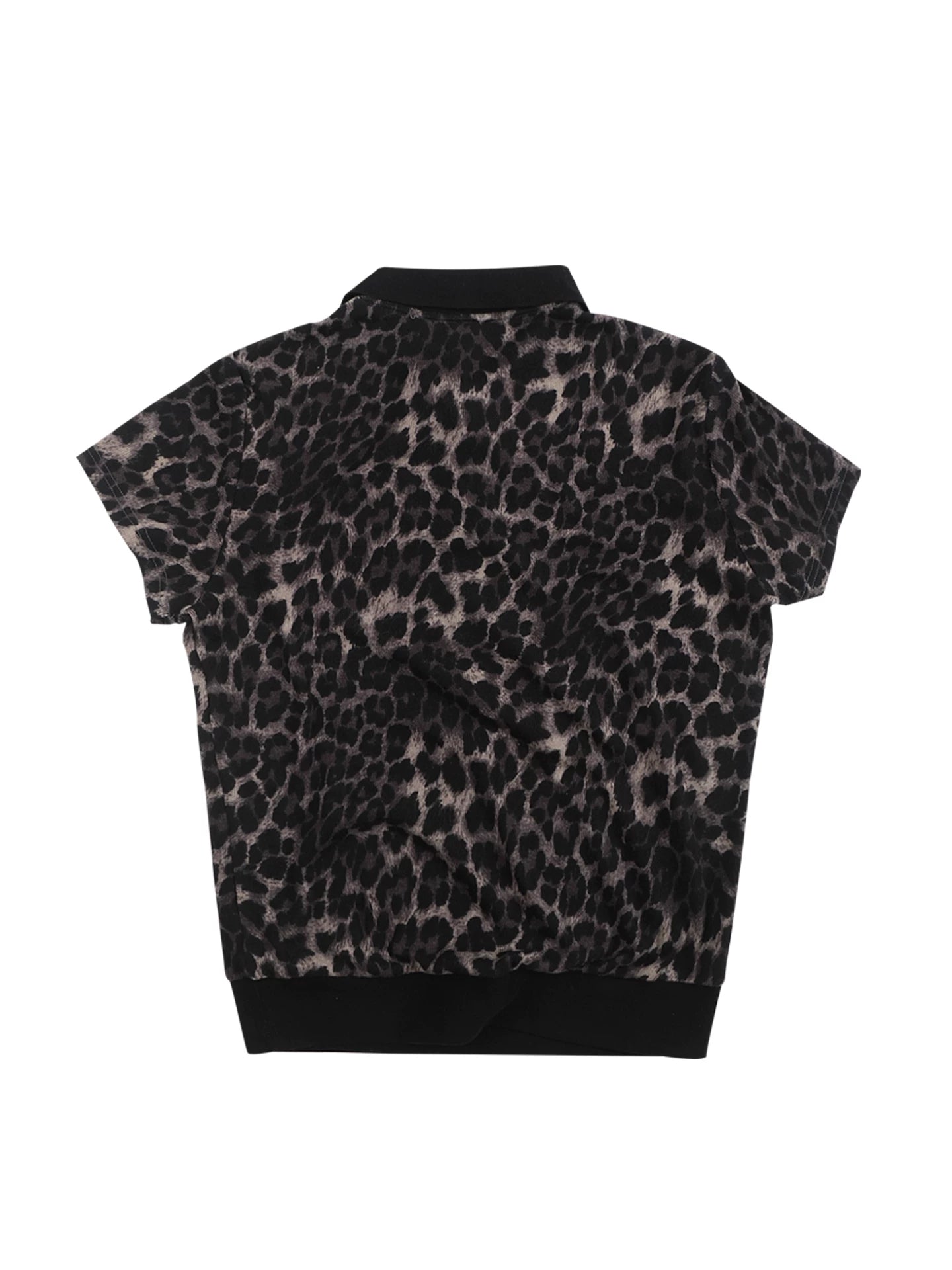 Leopard Print Stretchy Slim Fit Polo