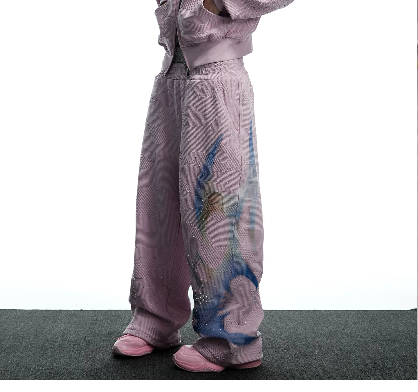 Vintage Pink Embellished Dual Waistband Sweatpants