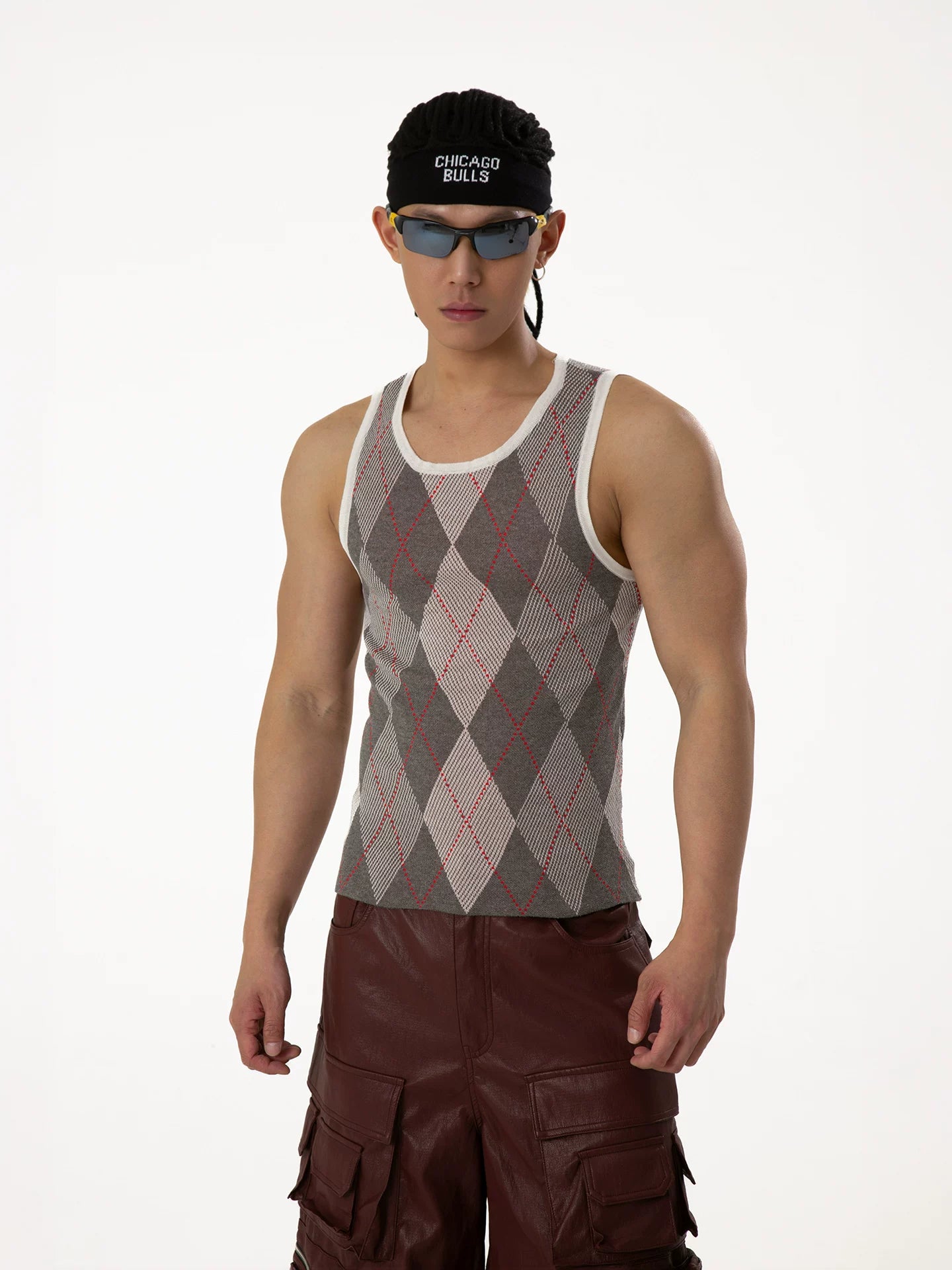 Men's Colorblock Plaid Knit Sports Vest