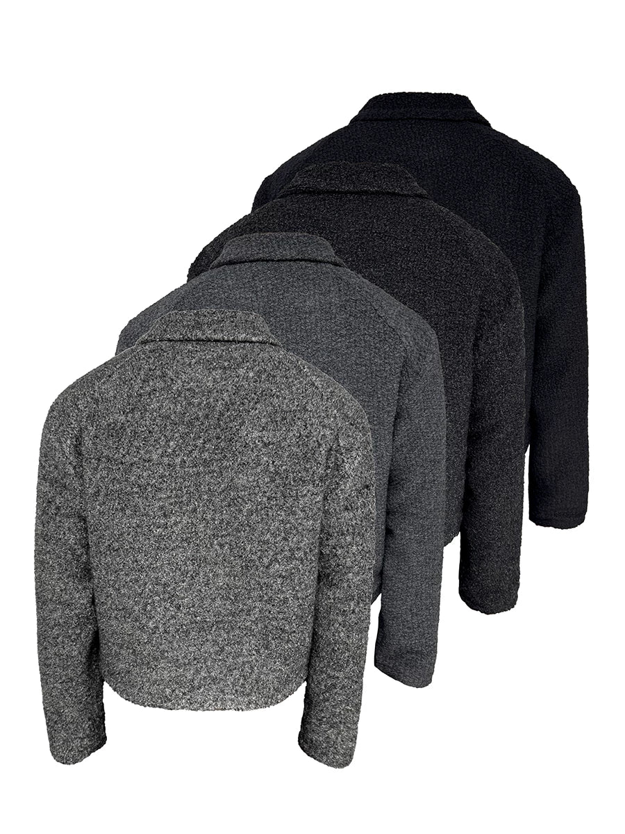 Cropped Wide Structured Terry Wool Jacket