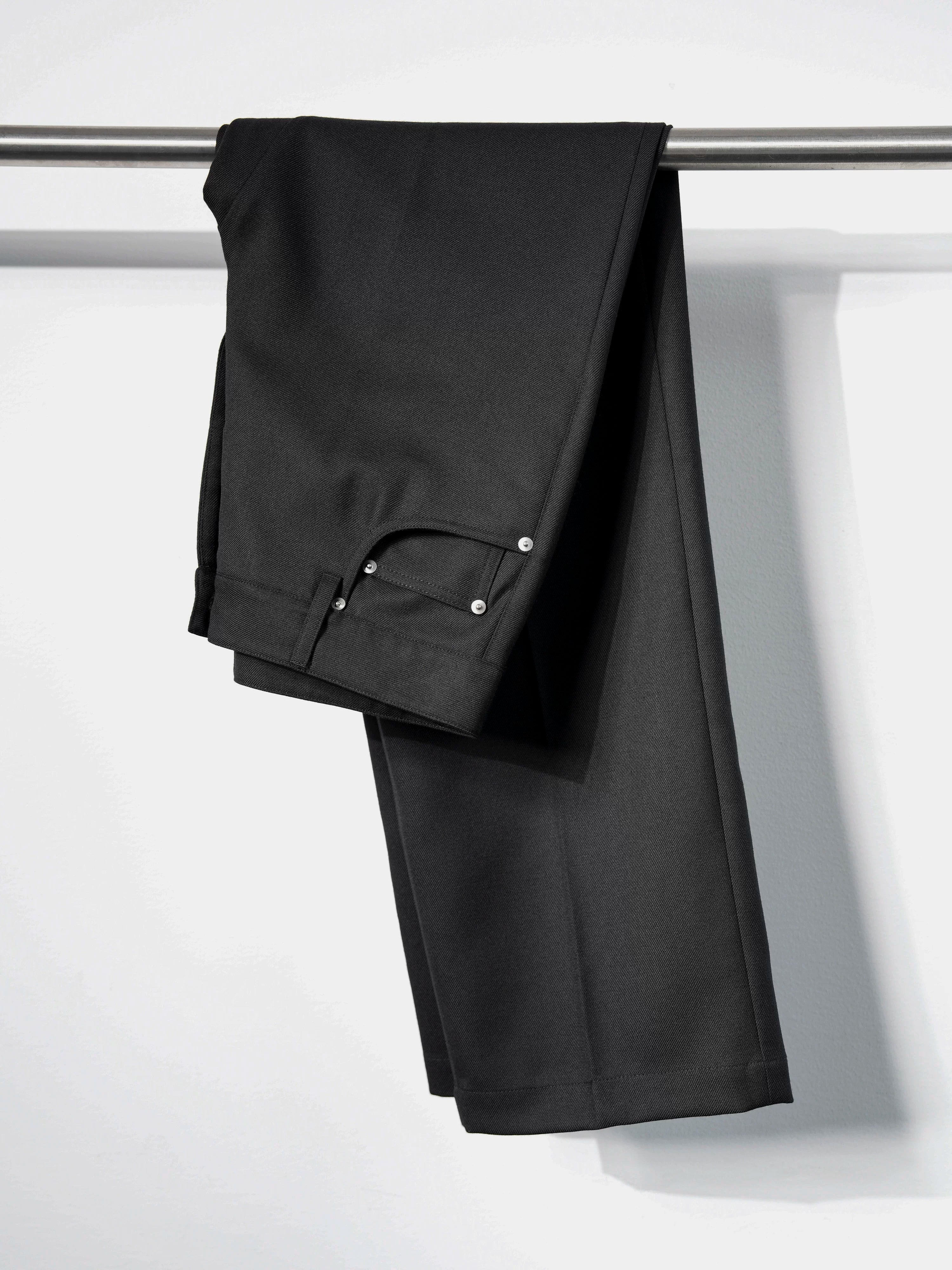 Wide Leg Wrinkle-free Wool Trousers