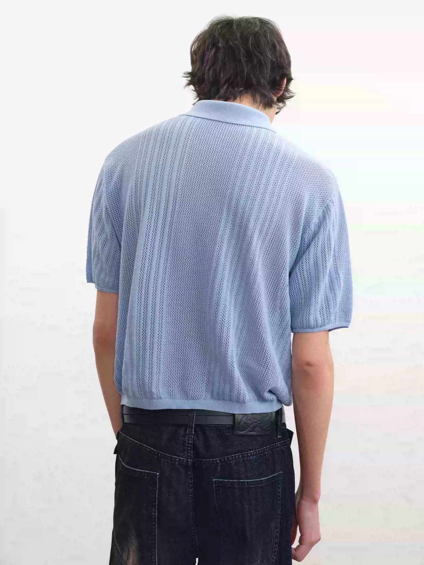 Cutout Ribbed Cotton Polo Shirts