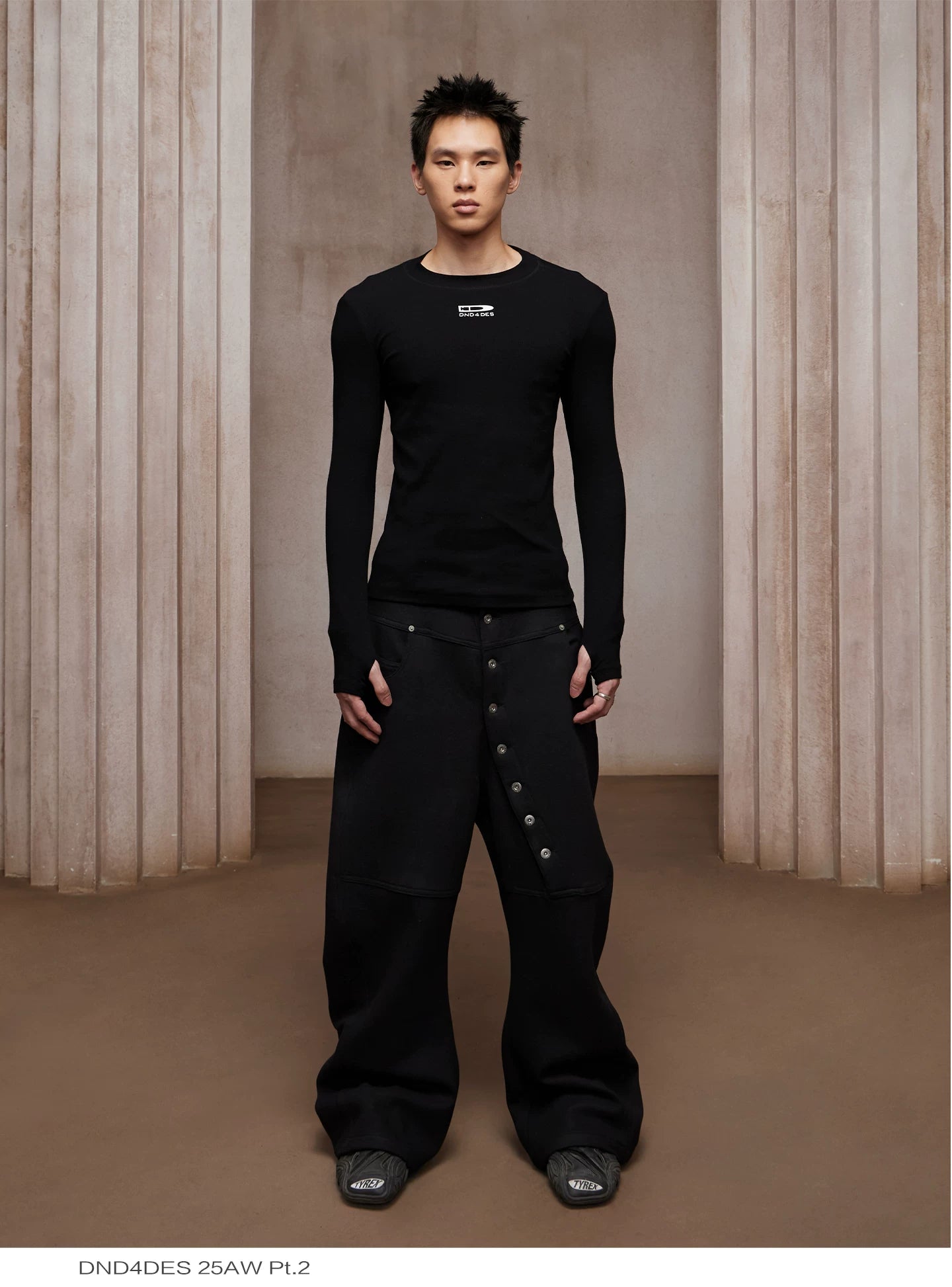 Vintage Baggy Curved Button Wool Sweatpants