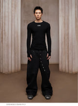 Vintage Baggy Curved Button Wool Sweatpants