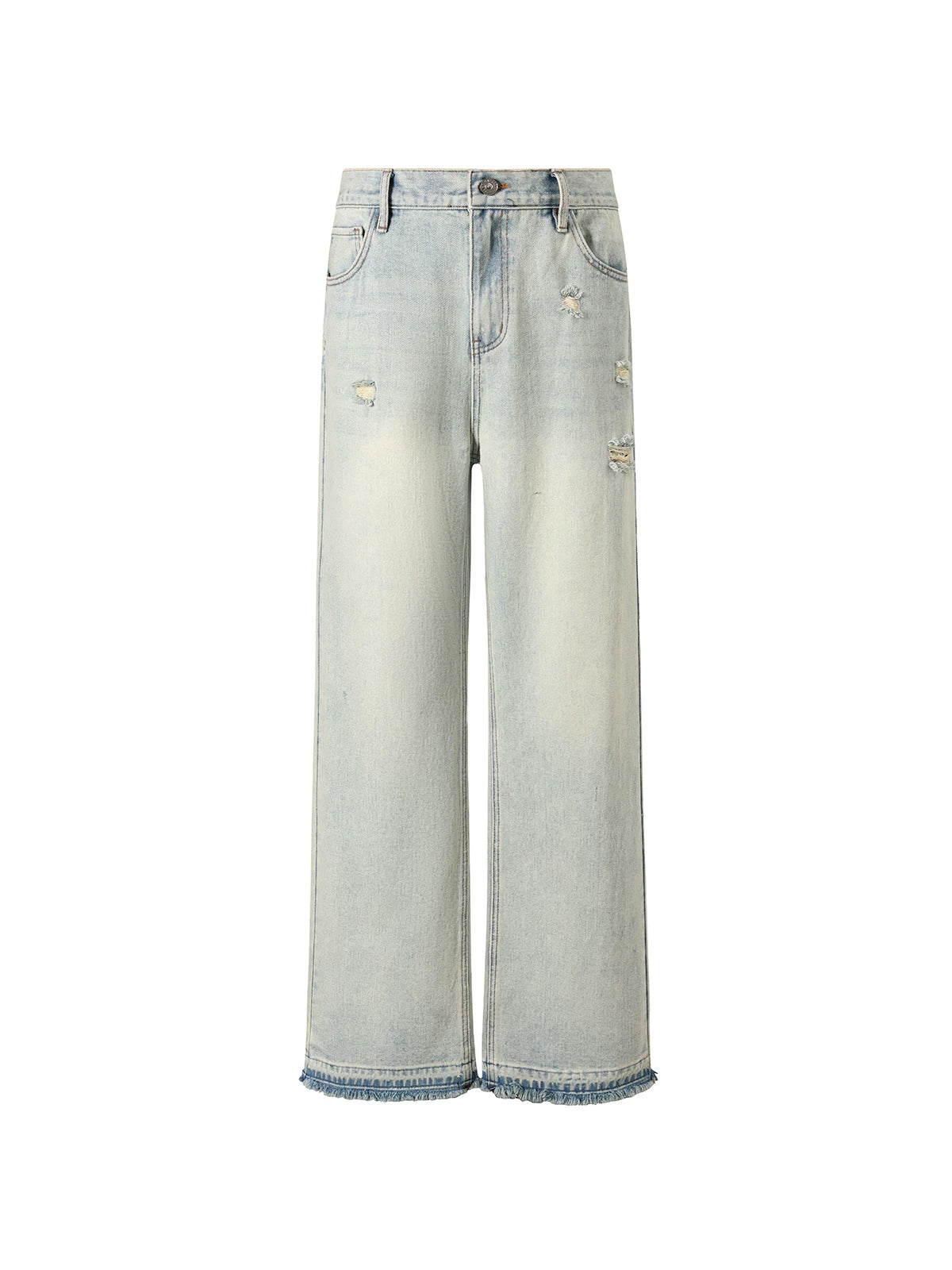 Men's Washed Ripped Straight Leg Jeans