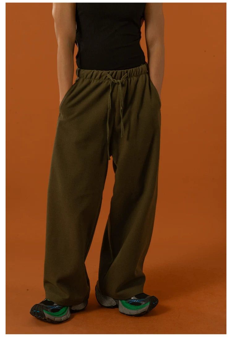 Men's Drawstring Wool Wide Leg Pants