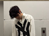 Oversized White Long-Sleeve NY Tape Shirt
