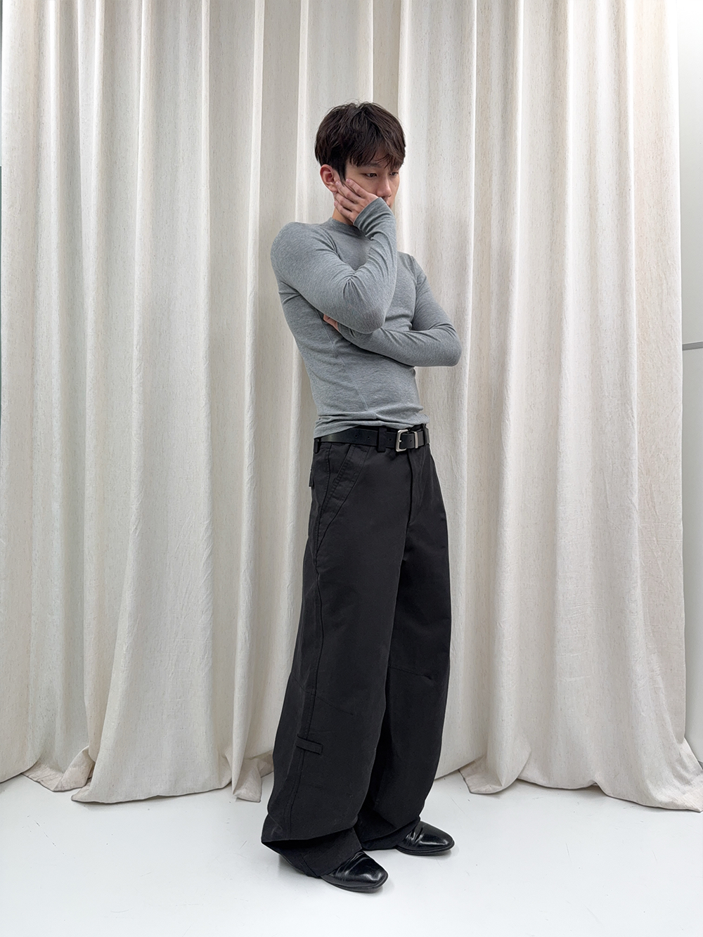 Black Gray Lightweight Washed Parachute Pants
