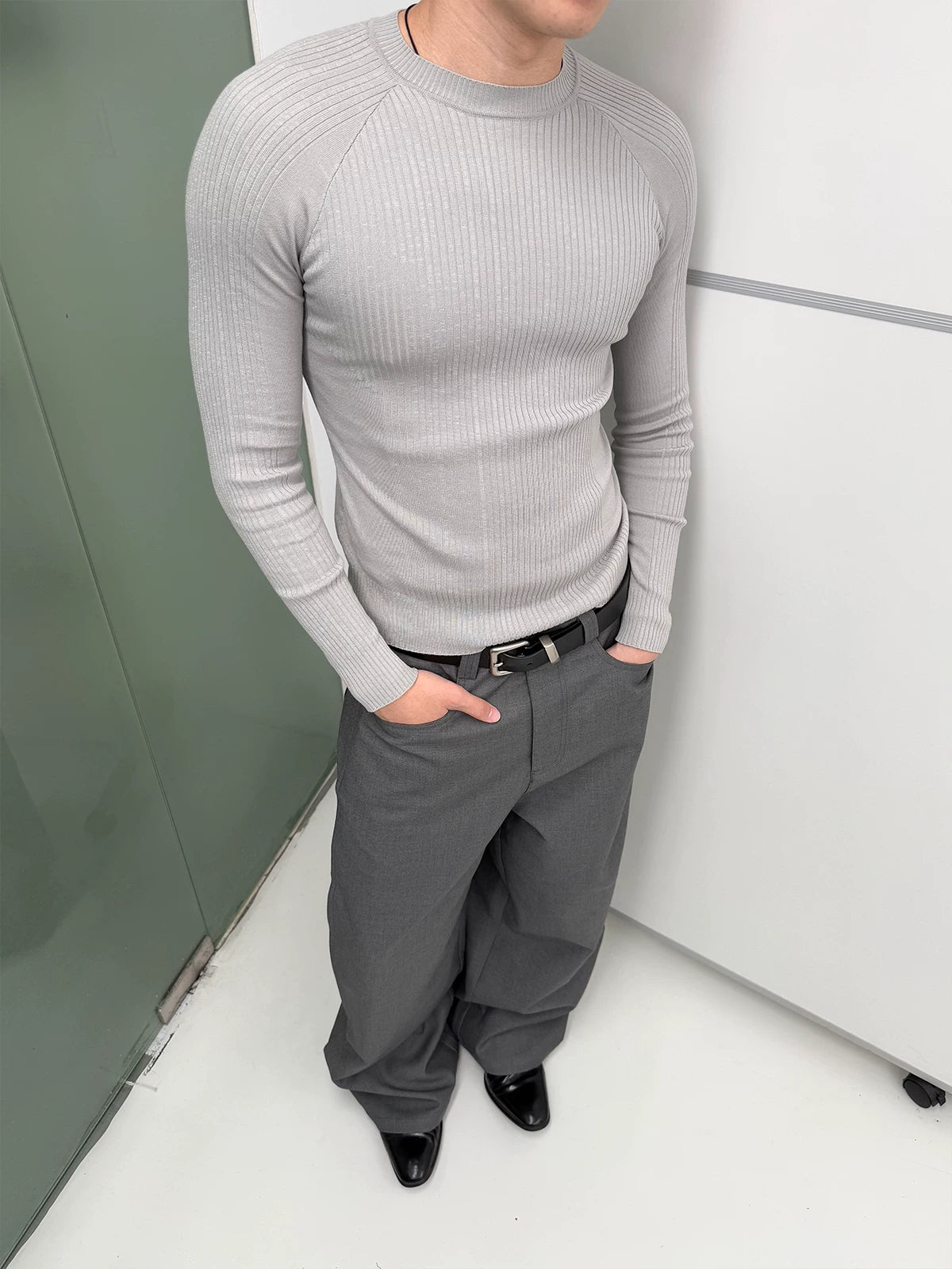 Lightweight Ribbed Knit Long Sleeve