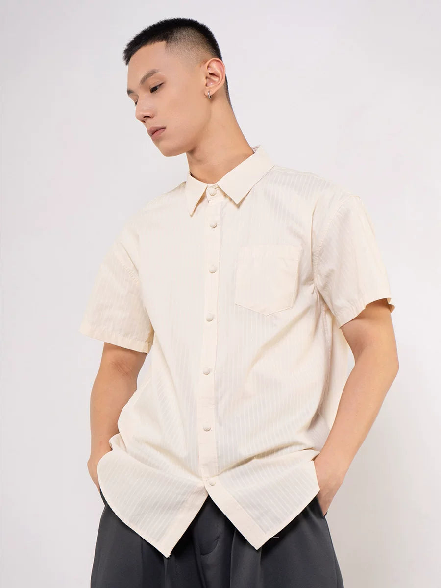 Men's Loose Retro Striped Button Shirt