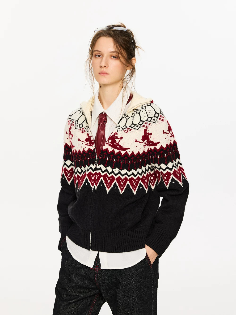 Fair Isle Color Block Cardigan