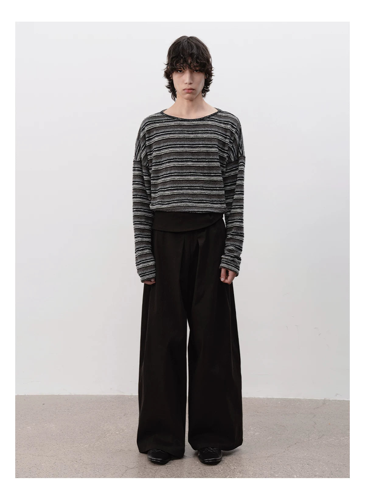Striped Long Sleeve Drop Shoulder Tops