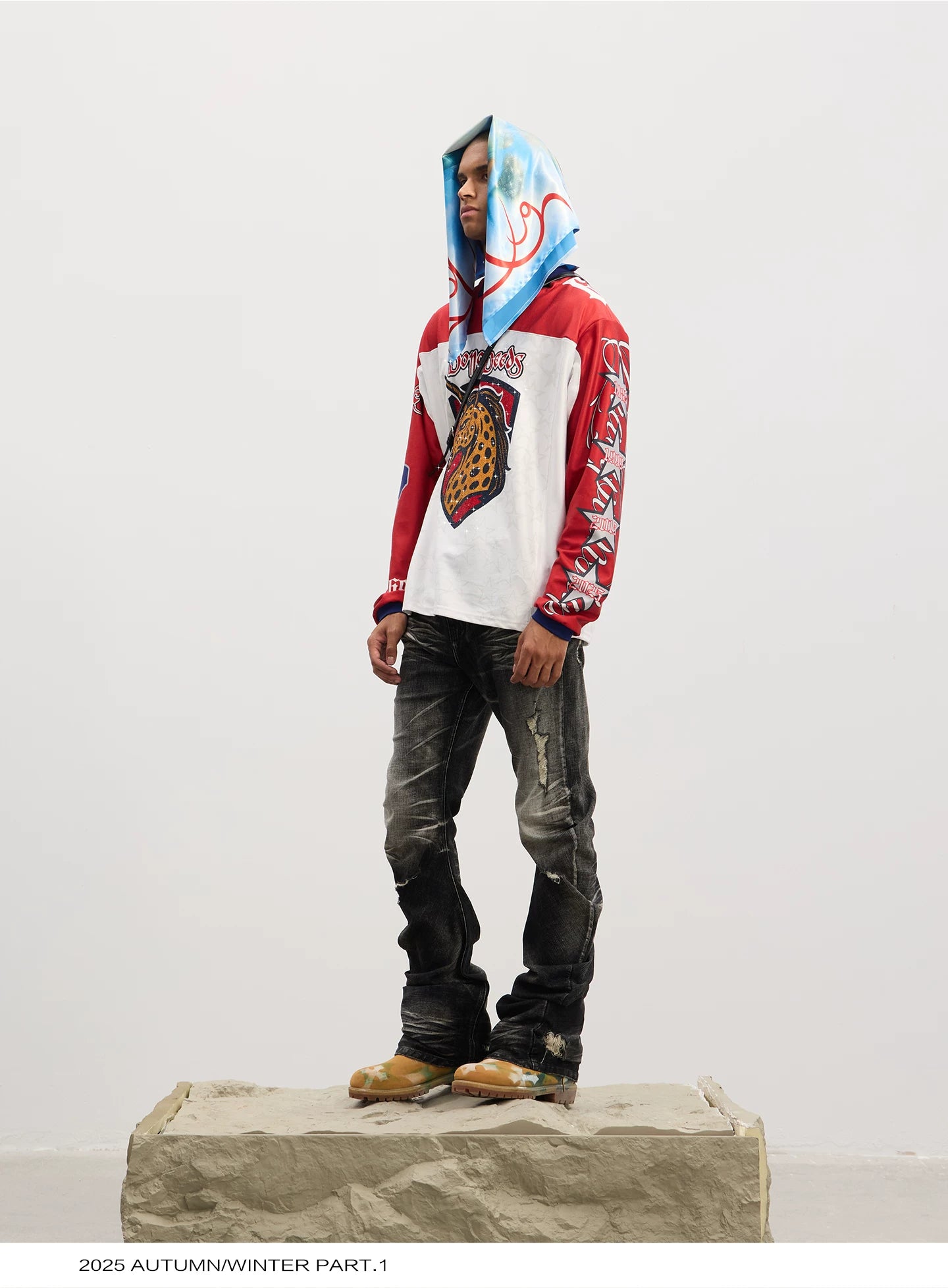 Leopard Print Rhinestone Colorblock Hip-hop Jersey