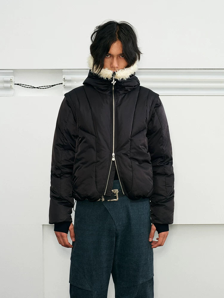 Men's 2-in-1 Winter Fur-Trimmed Puffer Vest