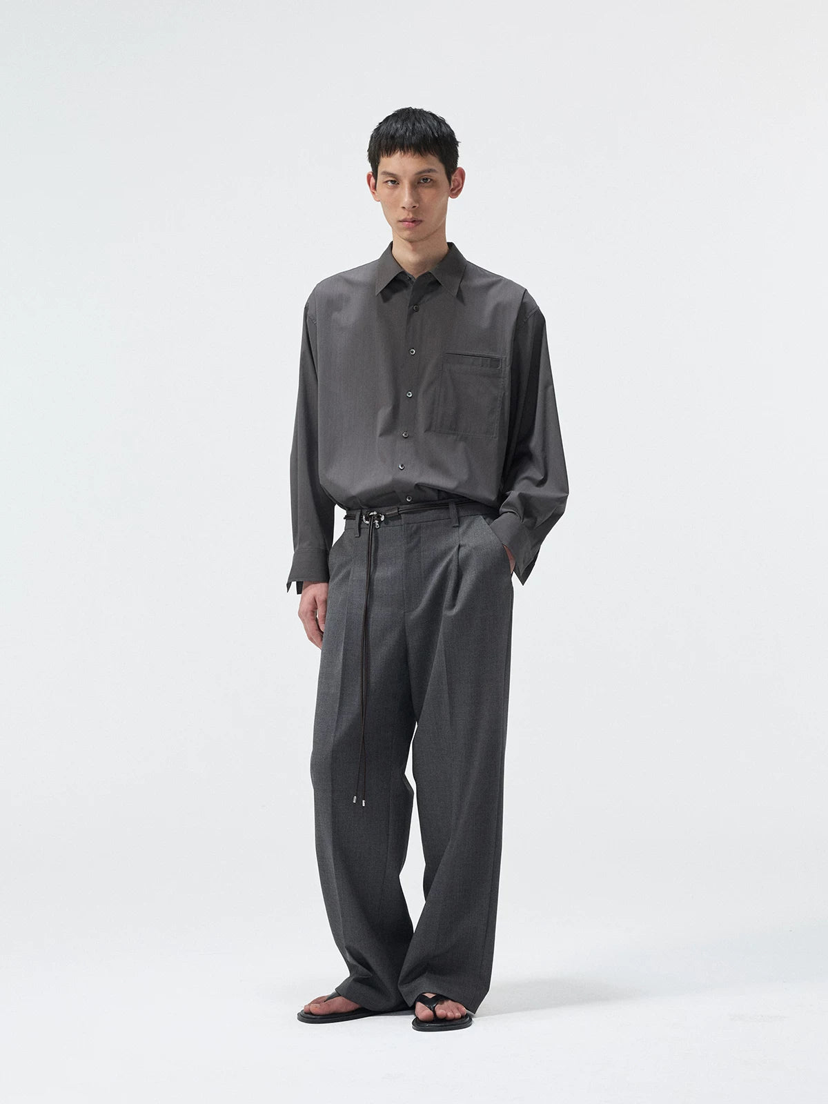 120S Wool Blend Pocket Casual Shirt