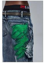 Cleanfit Green Washed Multi-pocket Straight Jeans