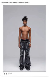Fringed Ripped Washed Straight Jeans