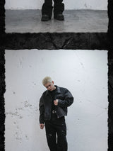 Washed Distressed Printed Gradient Detroit Jacket