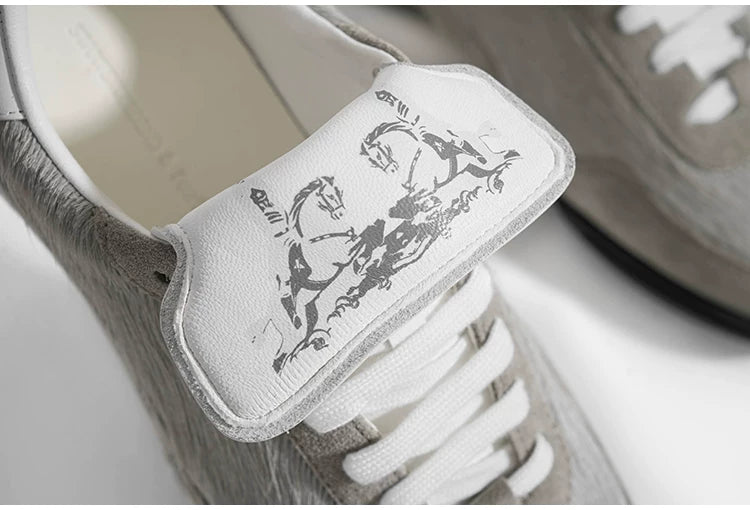 Gray Horsehair Platform Sneakers