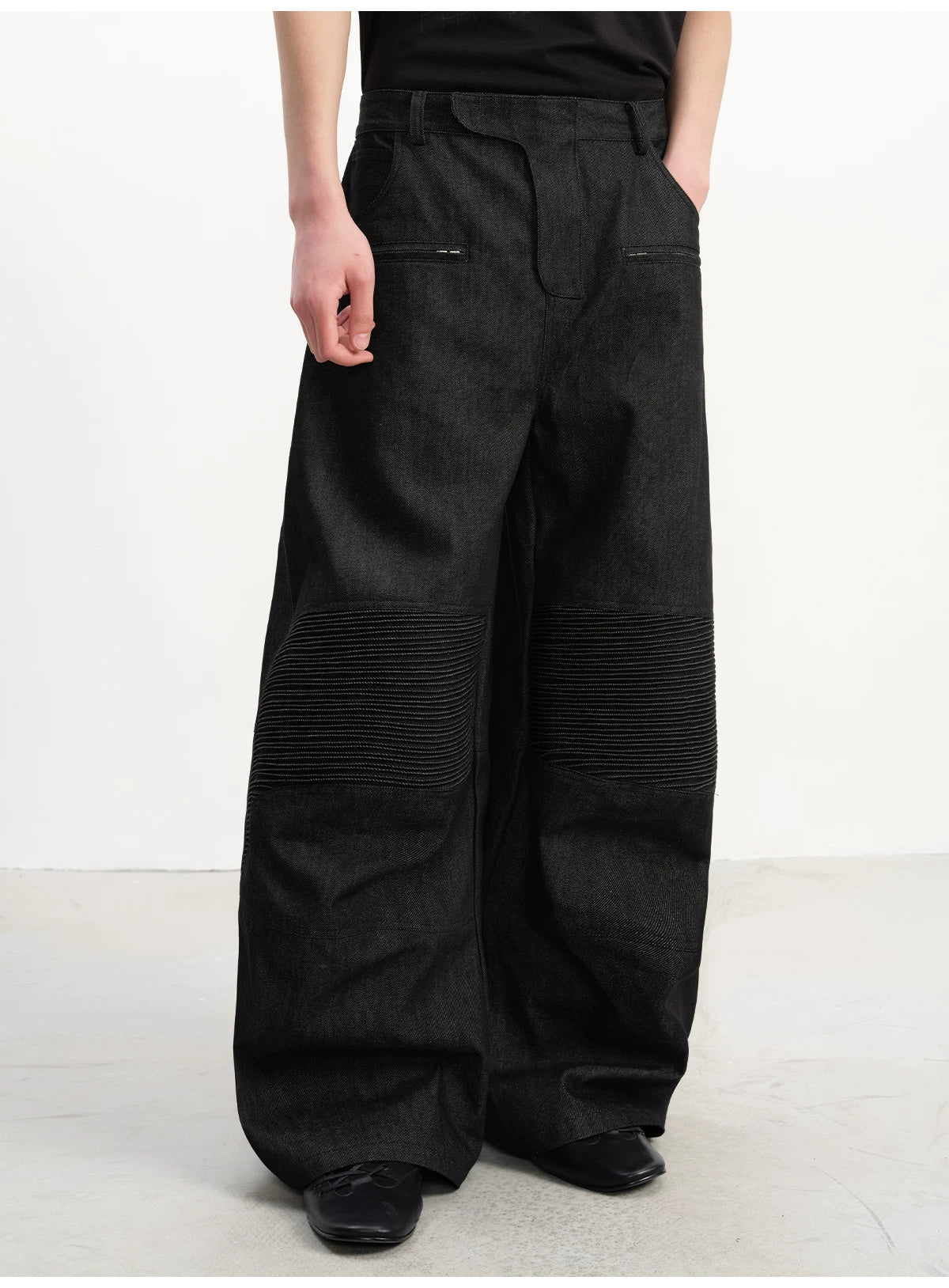 Washed Wide Leg Straight Denim Jeans