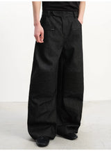 Washed Wide Leg Straight Denim Jeans