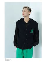 Men's Black-White Number Embroidered Knit Vest