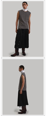 Unisex Long Asymmetrical Pleated Acetate Dress