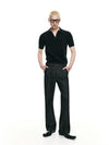 Cutout Lapel Short Sleeves Knit Polo