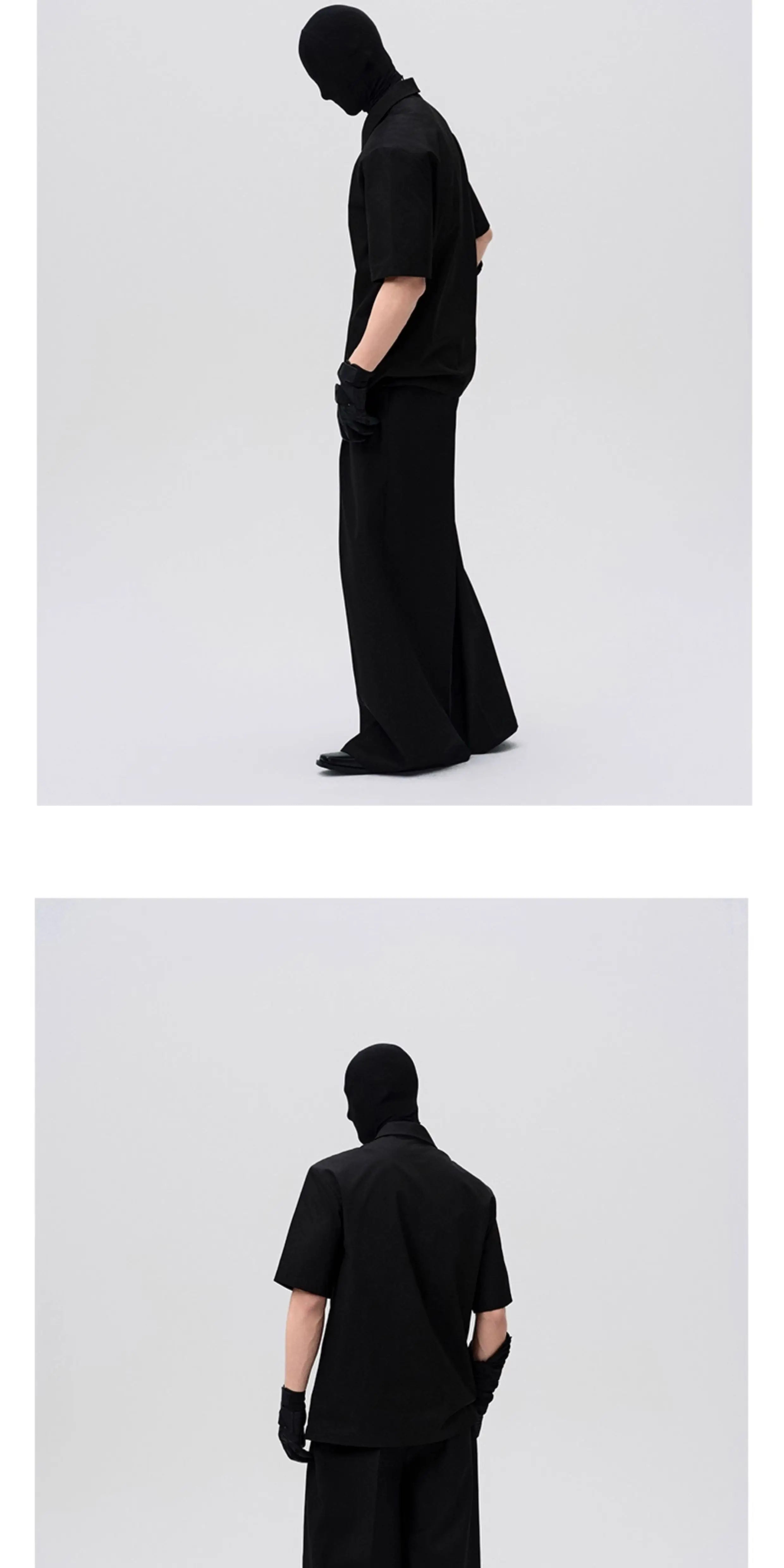 Asymmetric Slant Collar Short Sleeve Shirt