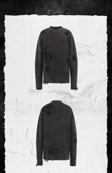 Faded Distressed Patched Knit Sweater