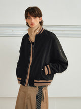 Men's Loose Color Block Bomber Jacket
